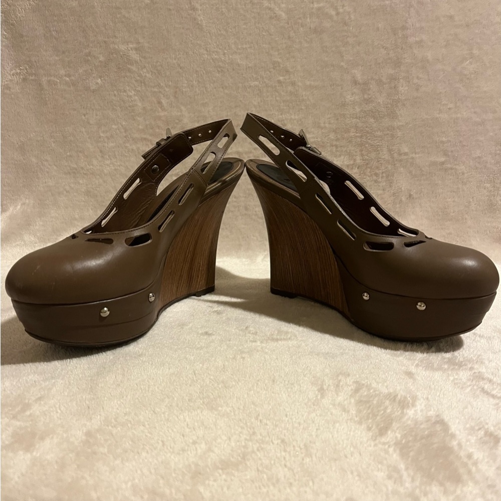 NWOT Authentic Marni sling back wedge studded shoes size EU 38 USA 7